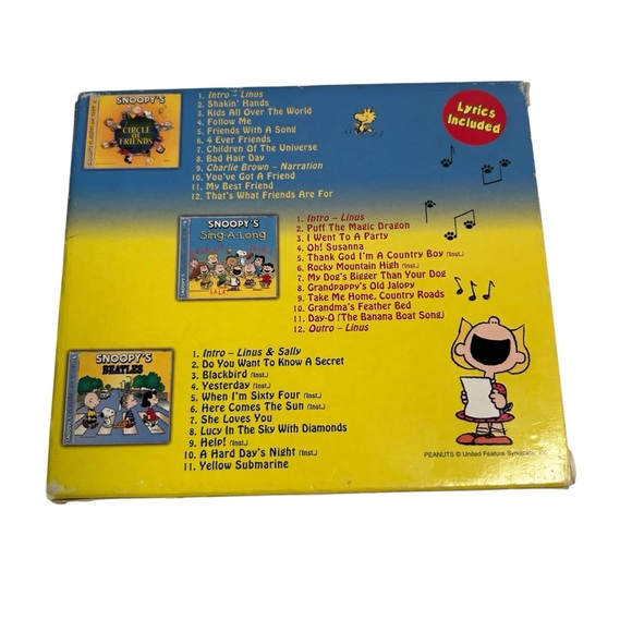 Peanuts Snoopy's 3 Compact Disc Set Classiks on Toys Sing-A-Long Beatles Novelty - Picture 3 of 15